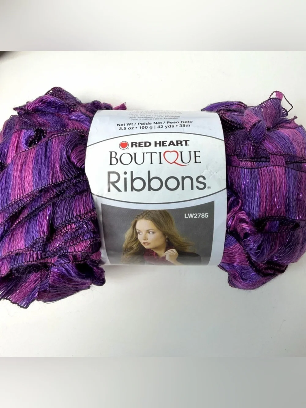 Red Heart Ruffle Ribbon Yarn Lot 5 Skeins Scarf Crochet Knit DIY